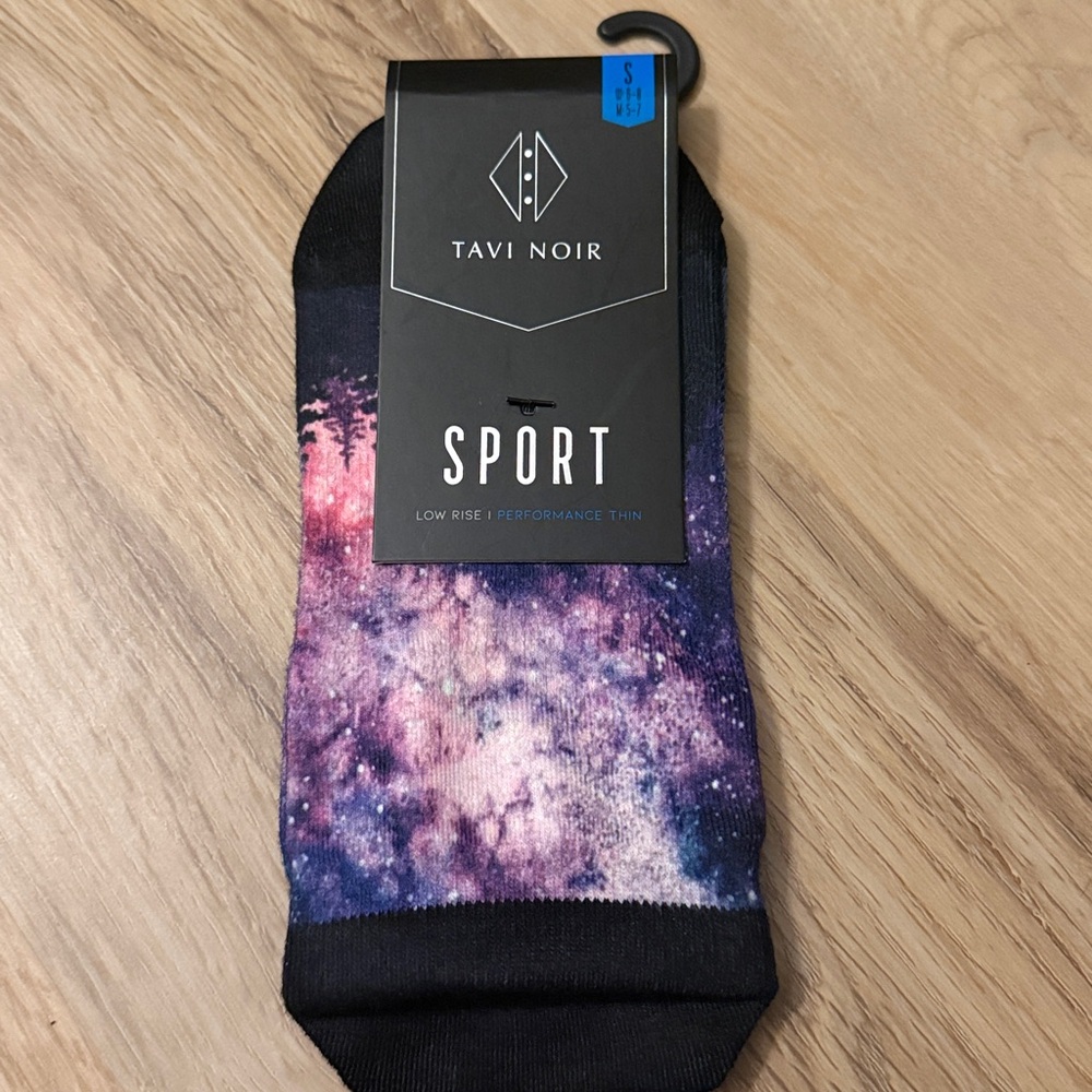 😀 Tavi Noir Men's Athletic Socks - Black and Purple Galaxy